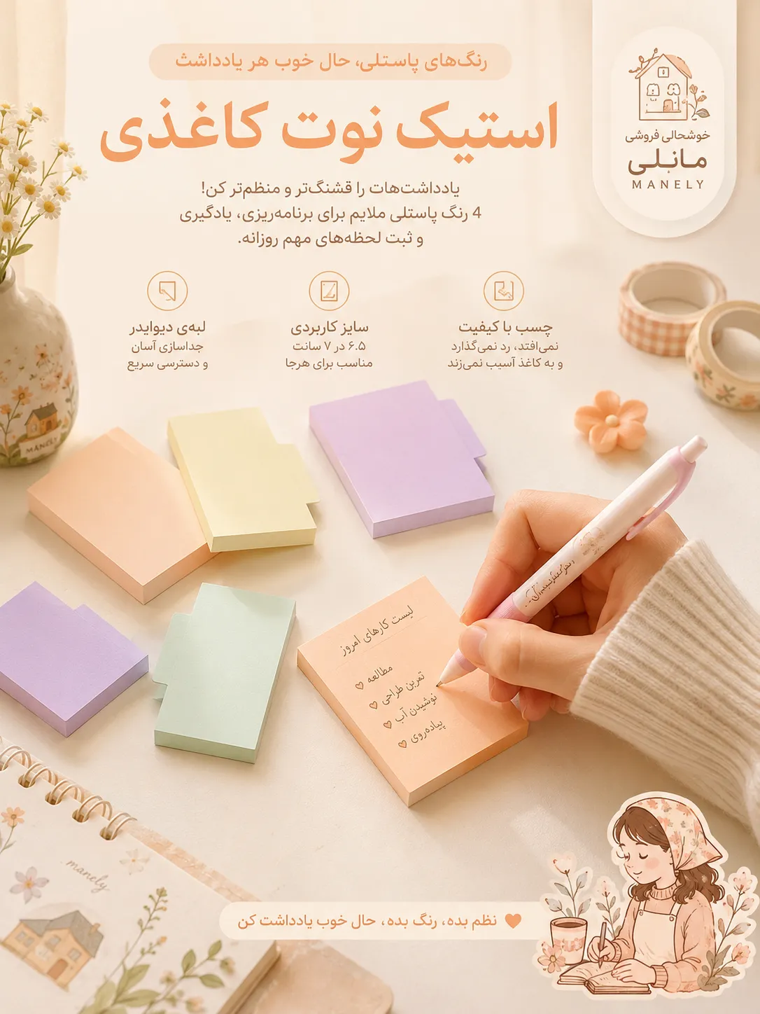 استیک نوت / دیوایدر / کاغذ یادداشت چسبی